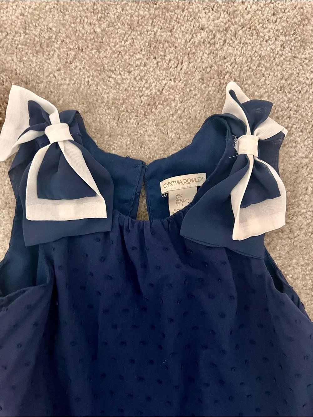 Cynthia Rowley Girls Size 7 Navy Swiss Dot Nautical Anchor Dress 🎀⚓️